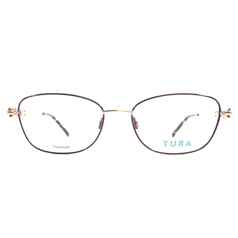 Tura Eyeglasses Frames R587 EGG Eggplant Purple Rose Gold Crystals 54-17-145